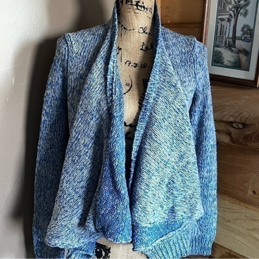 Moth Wool Blend Blue/Gray Knitted Cardigan Sweater